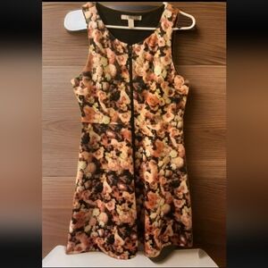 Floral Sleeveless Full Zip Slimming Flare Dress
